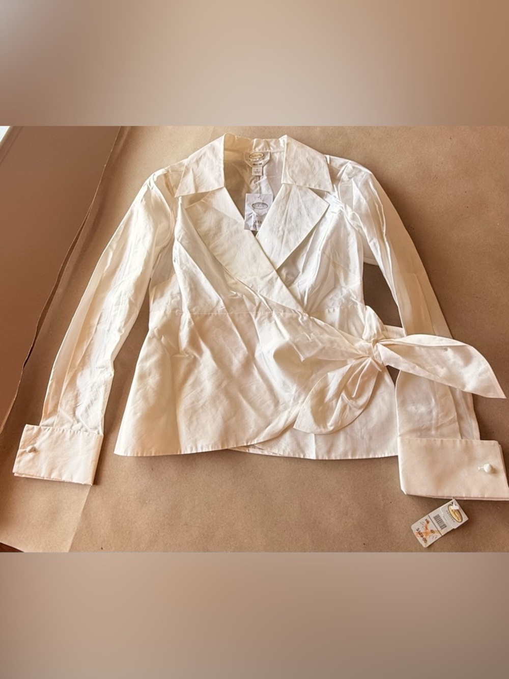 Talbots Petites 100% Silk Blouse NWT Size 4P Cream Classic Career Top $129